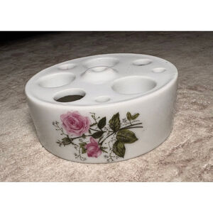 Hittons Vintage Ceramic Floral Roses Makeup Brush Holder Toothbrush Holder Japa
